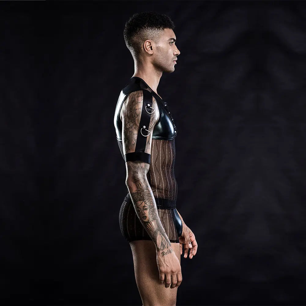 Xlifedolls|Patent Leather Men's  Vest Sexy Lingerie