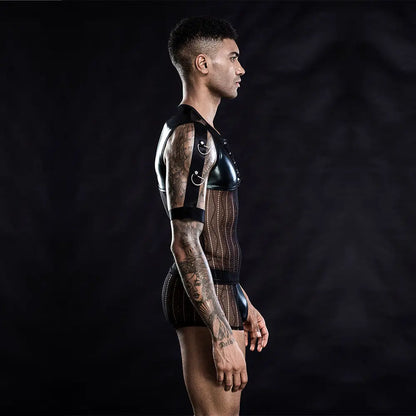 Xlifedolls|Patent Leather Men's  Vest Sexy Lingerie