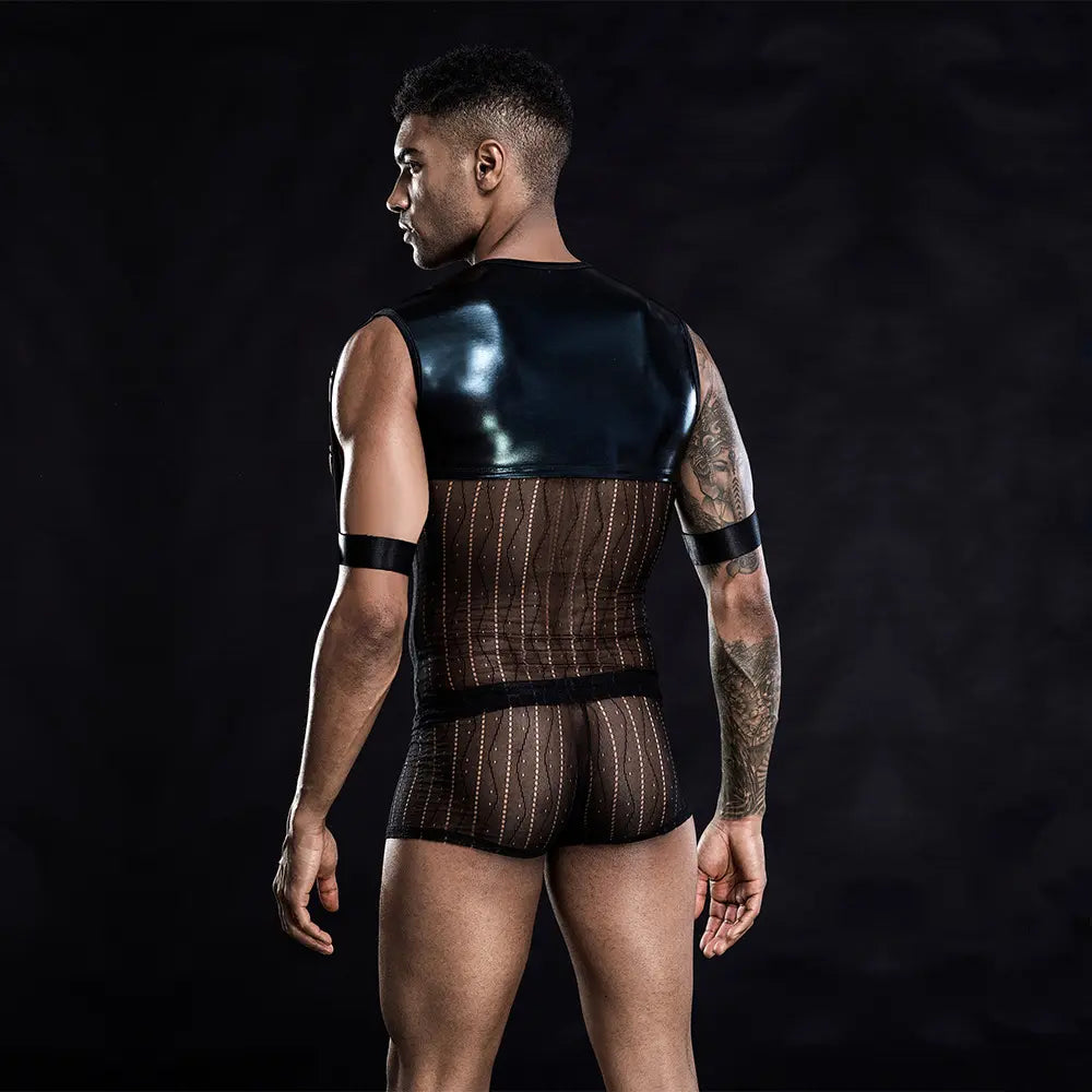 Xlifedolls|Patent Leather Men's  Vest Sexy Lingerie